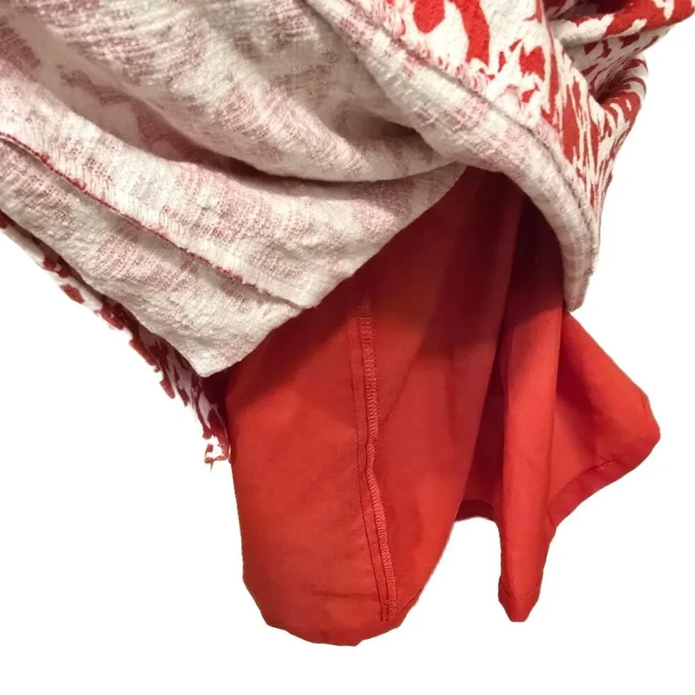 Halogen Womens Size 6 Coral Red Ivory Abstract Floral Pencil Skirt Lined Stretch